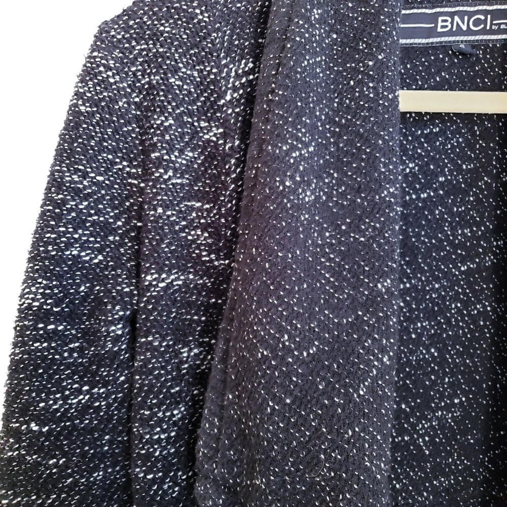 BNCI Blanc Noir Cardigan Sweater S Small Black Waterfall - Picture 3 of 5